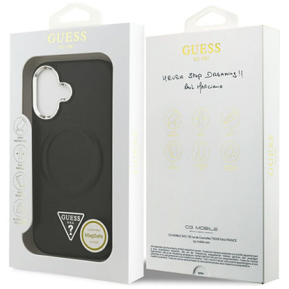 Husa MagSafe pentru Apple iPhone 17, Guess, Triangle Logo, Neagra Argintie