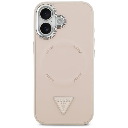 Husa MagSafe pentru Apple iPhone 17, Guess, Triangle Logo, Roz Argintie