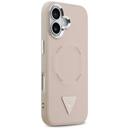 Husa MagSafe pentru Apple iPhone 17, Guess, Triangle Logo, Roz Argintie
