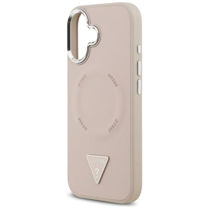 Husa MagSafe pentru Apple iPhone 17, Guess, Triangle Logo, Roz Argintie