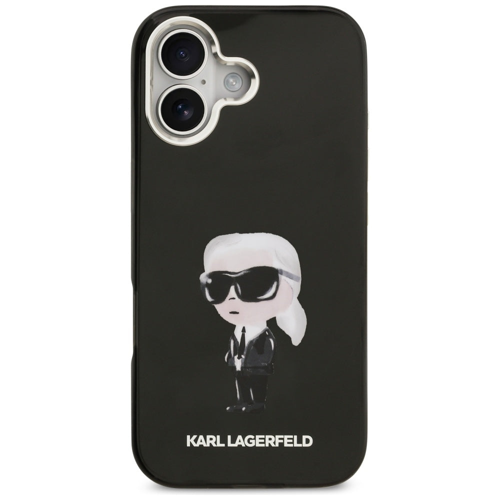 Husa MagSafe pentru Apple iPhone 17, Karl Lagerfeld, IML Aquarelle Karl Ikonik, Neagra