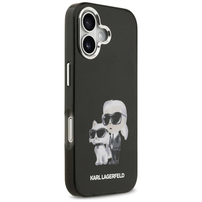 Husa MagSafe pentru Apple iPhone 17, Karl Lagerfeld, IML Aquarelle Logo Karl & Choupette, Neagra
