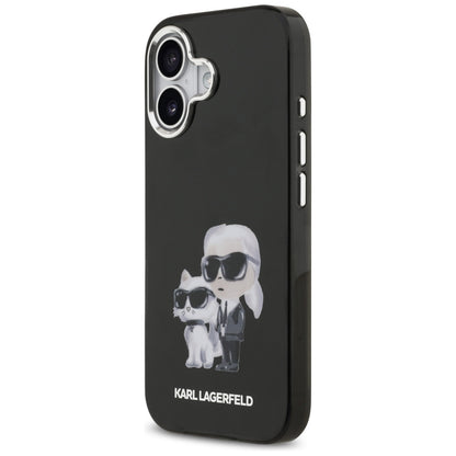 Husa MagSafe pentru Apple iPhone 17, Karl Lagerfeld, IML Aquarelle Logo Karl & Choupette, Neagra