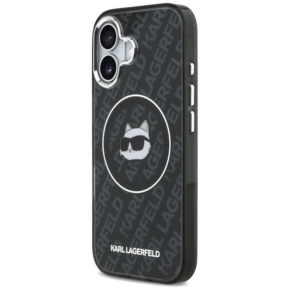 Husa MagSafe pentru Apple iPhone 17, Karl Lagerfeld, IML Choupette`s Head, Neagra