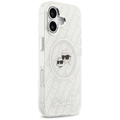 Husa MagSafe pentru Apple iPhone 17, Karl Lagerfeld, IML Glitter Karl & Choupette`s Heads, Gri