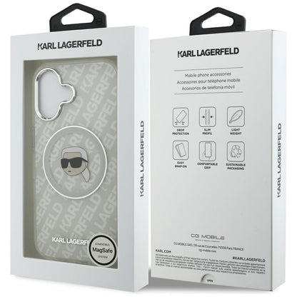 Husa MagSafe pentru Apple iPhone 17, Karl Lagerfeld, IML Karl`s Head, Gri