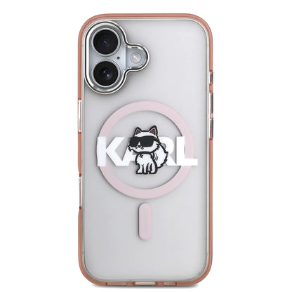 Husa MagSafe pentru Apple iPhone 17, Karl Lagerfeld, IML Sketch Logo Choupette, Roz