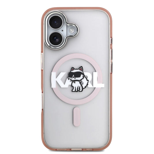 Husa MagSafe pentru Apple iPhone 17, Karl Lagerfeld, IML Sketch Logo Choupette, Roz