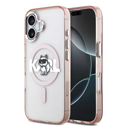 Husa MagSafe pentru Apple iPhone 17, Karl Lagerfeld, IML Sketch Logo Choupette, Roz