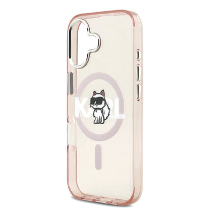 Husa MagSafe pentru Apple iPhone 17, Karl Lagerfeld, IML Sketch Logo Choupette, Roz