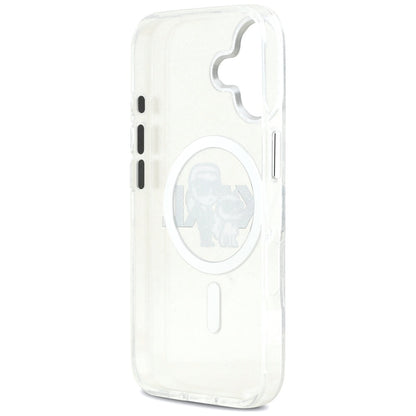 Husa MagSafe pentru Apple iPhone 17, Karl Lagerfeld, IML Sketch Logo Glitter Karl & Choupette , Transparenta