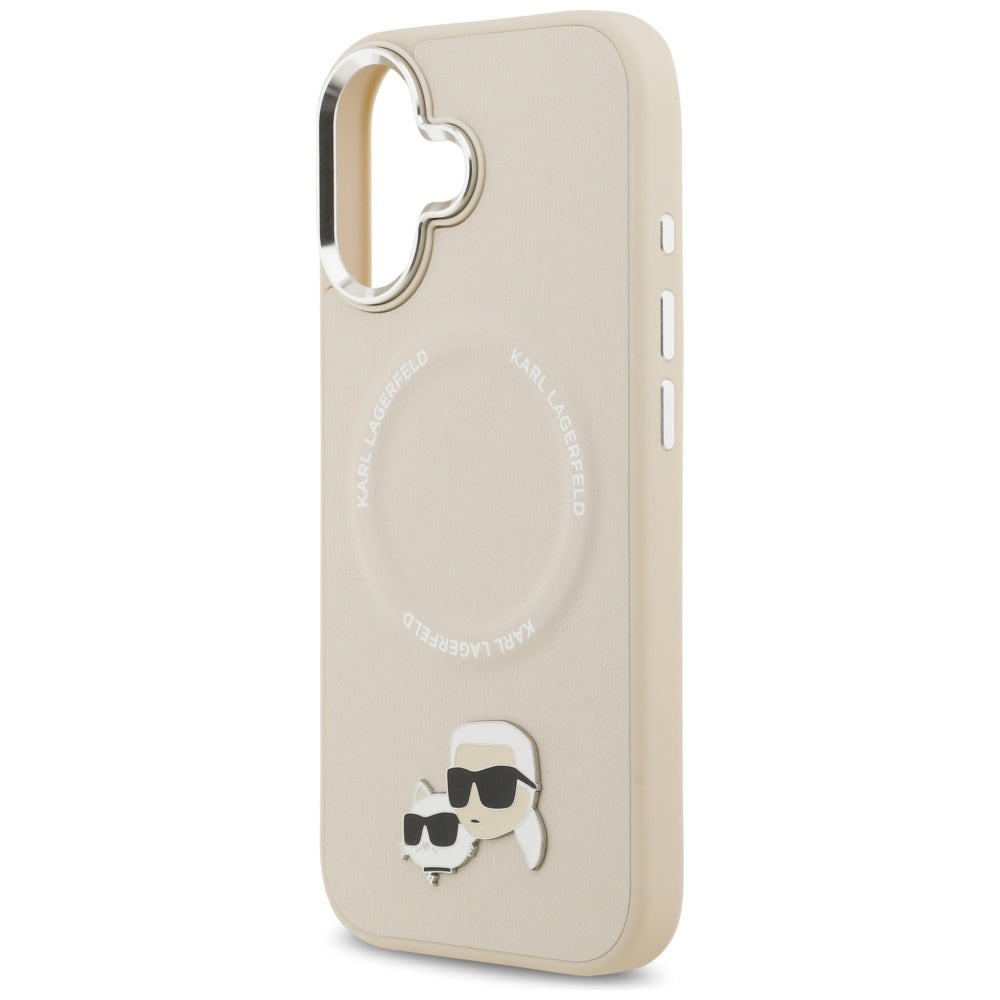 Husa MagSafe pentru Apple iPhone 17, Karl Lagerfeld, Karl & Choupette Pins, Bej