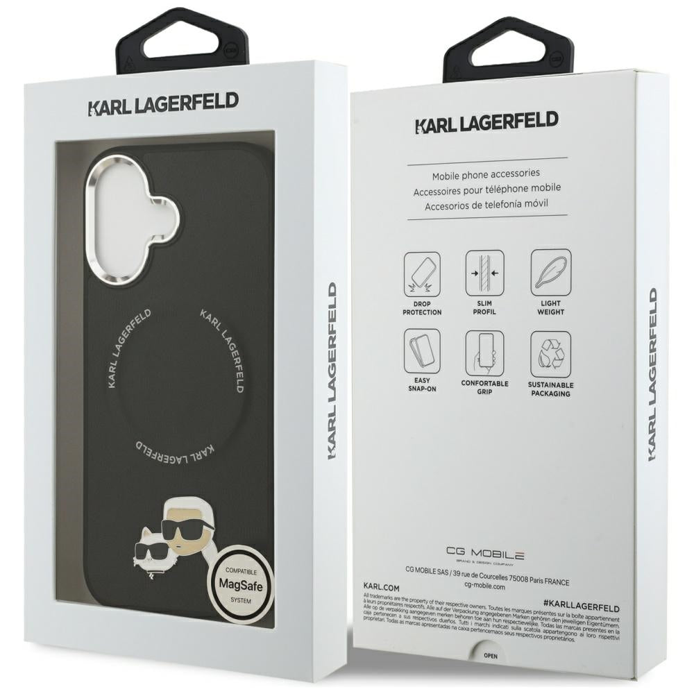Husa MagSafe pentru Apple iPhone 17, Karl Lagerfeld, Karl & Choupette Pins, Neagra