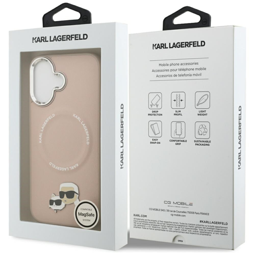 Husa MagSafe pentru Apple iPhone 17, Karl Lagerfeld, Karl & Choupette Pins, Roz