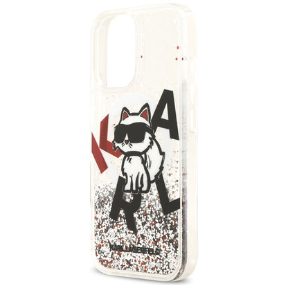 Husa MagSafe pentru Apple iPhone 17, Karl Lagerfeld, Liquid Glitter Choupette Logo, Transparenta