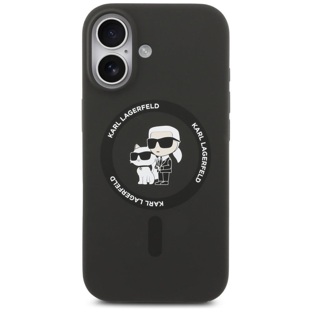 Husa MagSafe pentru Apple iPhone 17, Karl Lagerfeld, Ring Karl & Choupette, Neagra