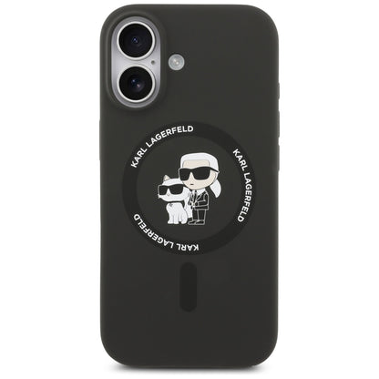 Husa MagSafe pentru Apple iPhone 17, Karl Lagerfeld, Ring Karl & Choupette, Neagra