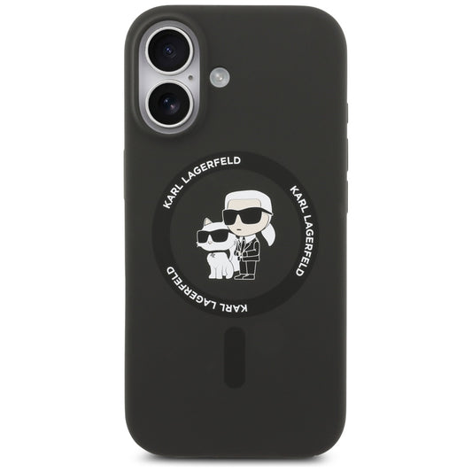 Husa MagSafe pentru Apple iPhone 17, Karl Lagerfeld, Ring Karl & Choupette, Neagra