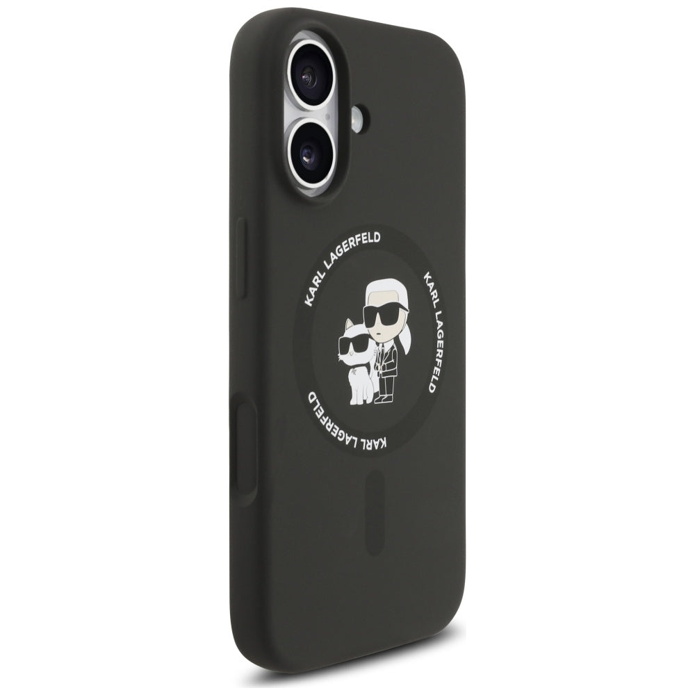 Husa MagSafe pentru Apple iPhone 17, Karl Lagerfeld, Ring Karl & Choupette, Neagra