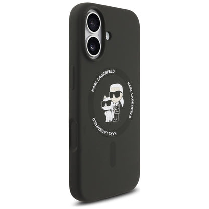 Husa MagSafe pentru Apple iPhone 17, Karl Lagerfeld, Ring Karl & Choupette, Neagra