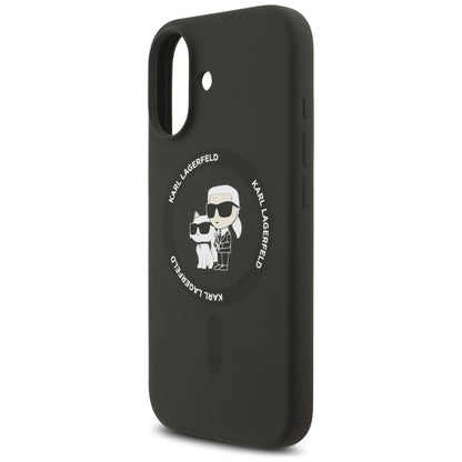 Husa MagSafe pentru Apple iPhone 17, Karl Lagerfeld, Ring Karl & Choupette, Neagra