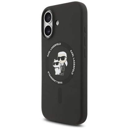 Husa MagSafe pentru Apple iPhone 17, Karl Lagerfeld, Ring Karl & Choupette, Neagra