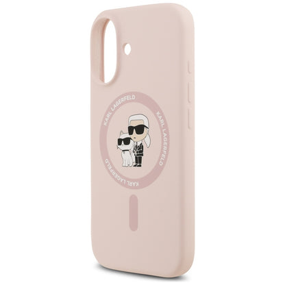 Husa MagSafe pentru Apple iPhone 17, Karl Lagerfeld, Ring Karl & Choupette, Roz