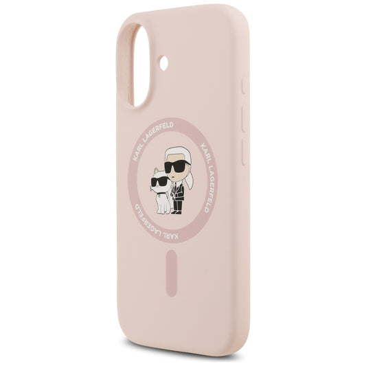 Husa MagSafe pentru Apple iPhone 17, Karl Lagerfeld, Ring Karl & Choupette, Roz