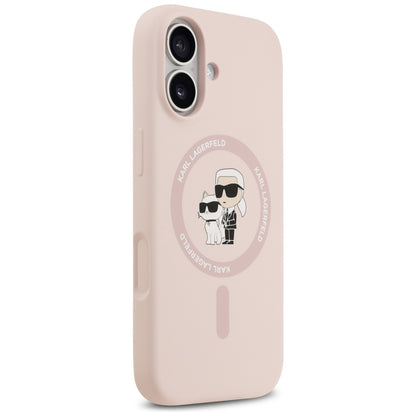 Husa MagSafe pentru Apple iPhone 17, Karl Lagerfeld, Ring Karl & Choupette, Roz