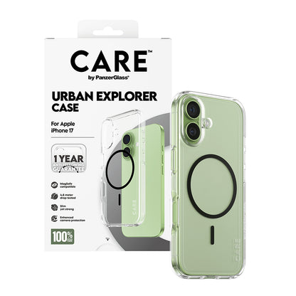 Husa MagSafe pentru Apple iPhone 17, PanzerGlass, Care Urban Explorer, Transparenta Neagra
