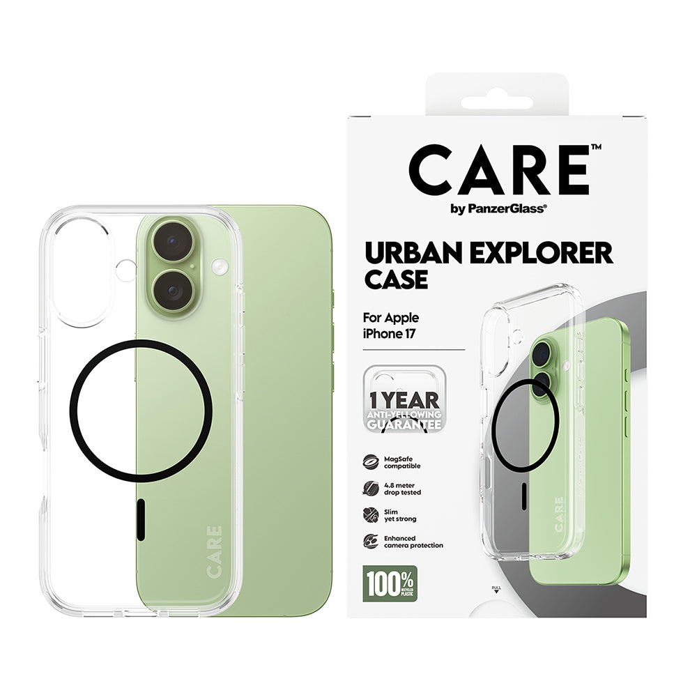 Husa MagSafe pentru Apple iPhone 17, PanzerGlass, Care Urban Explorer, Transparenta Neagra