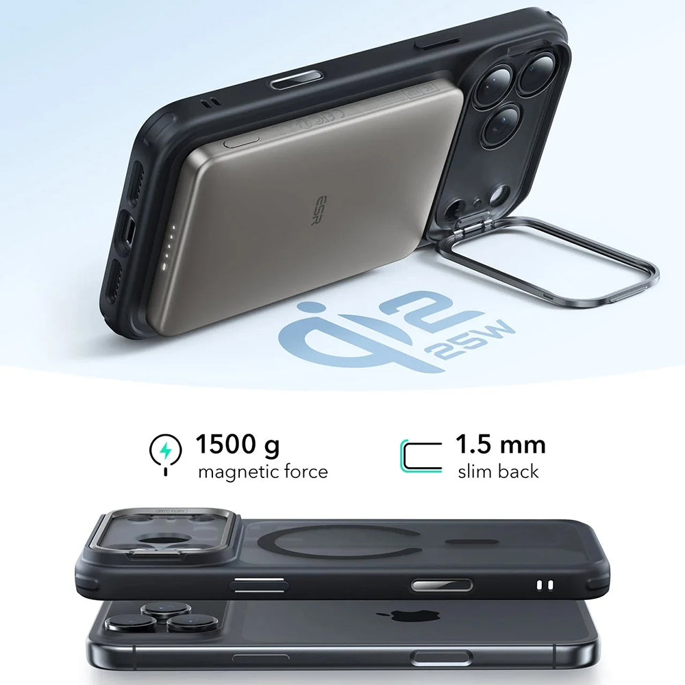 Husa MagSafe pentru Apple iPhone 17 Pro, ESR, Classic Hybrid Kickstand, Neagra Satinata