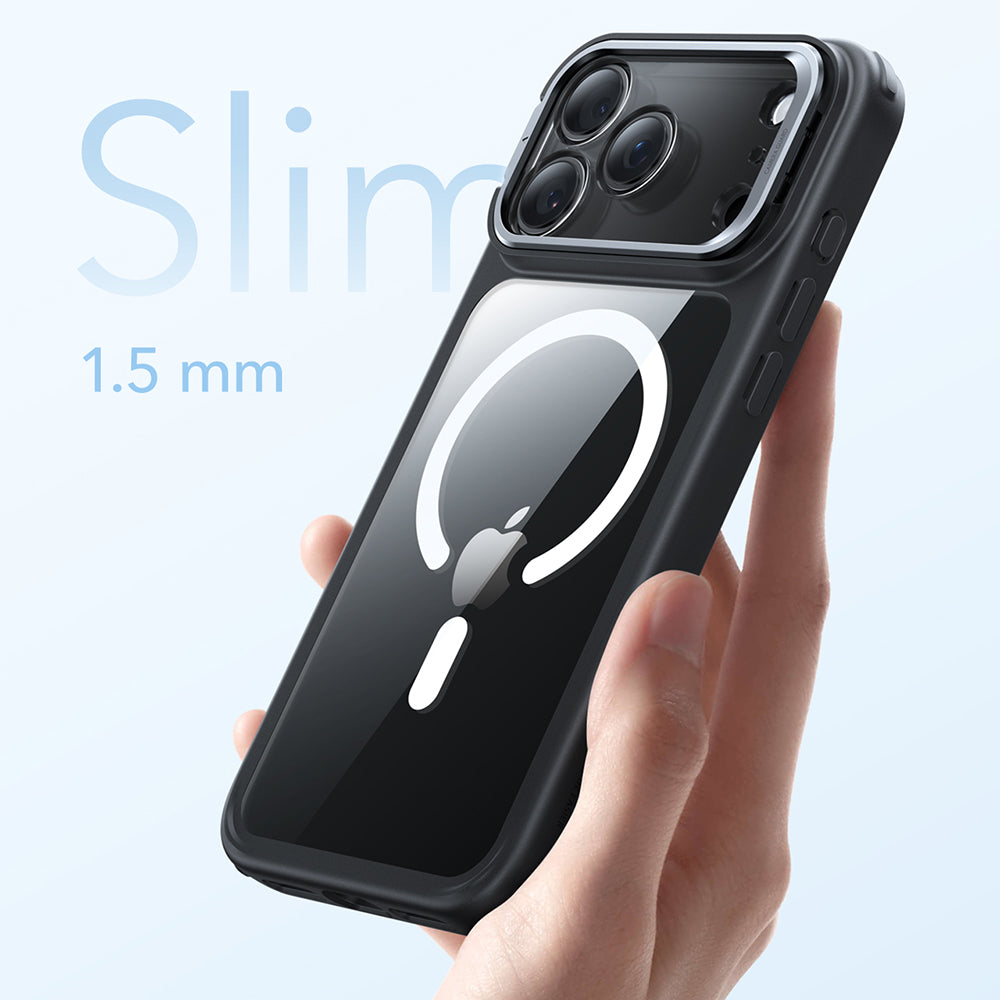 Husa MagSafe pentru Apple iPhone 17 Pro, ESR, Classic Hybrid Kickstand, Neagra Transparenta