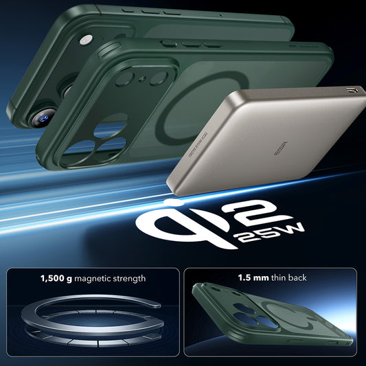 Husa MagSafe pentru Apple iPhone 17 Pro, ESR, Classic Hybrid, Verde Satinata