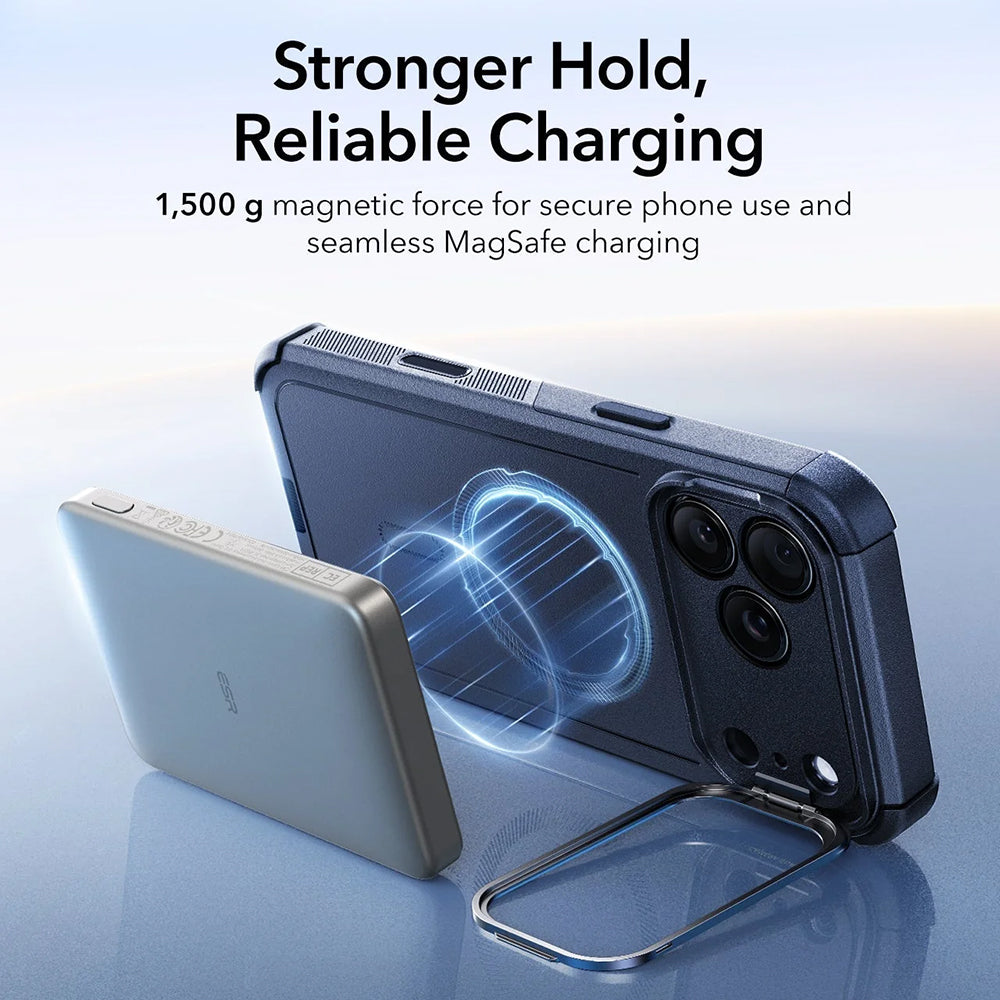 Husa MagSafe pentru Apple iPhone 17 Pro, ESR, Cyber Armor Kickstand, Albastra