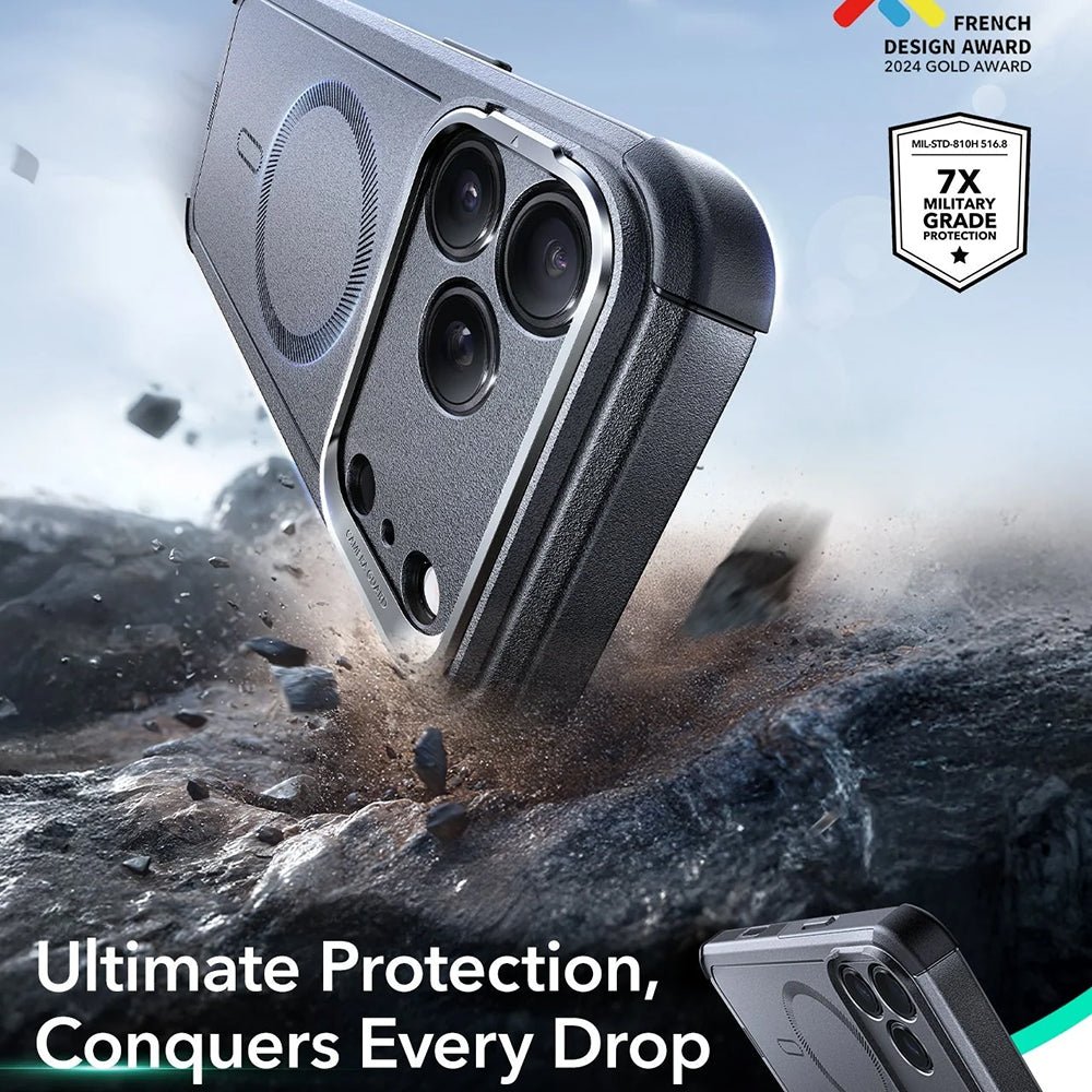 Husa MagSafe pentru Apple iPhone 17 Pro, ESR, Cyber Armor Kickstand, Gri