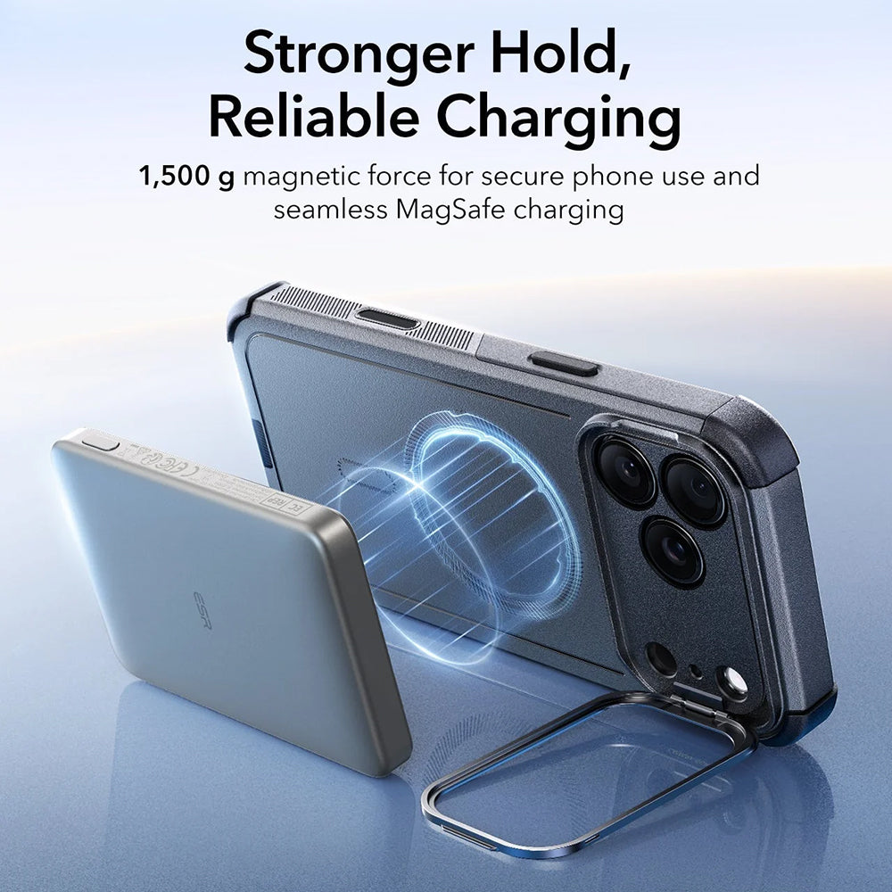 Husa MagSafe pentru Apple iPhone 17 Pro, ESR, Cyber Armor Kickstand, Gri