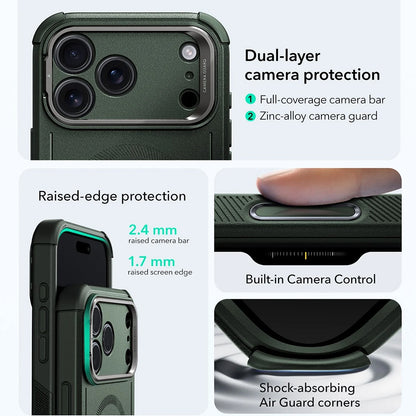 Husa MagSafe pentru Apple iPhone 17 Pro, ESR, Cyber Armor Kickstand, Verde