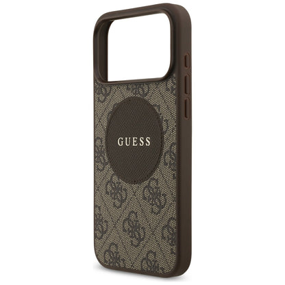 Husa MagSafe pentru Apple iPhone 17 Pro, Guess, 4G Circle Classic Logo, Maro