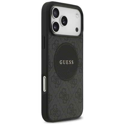 Husa MagSafe pentru Apple iPhone 17 Pro, Guess, 4G Circle Classic Logo, Neagra