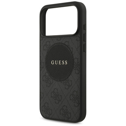 Husa MagSafe pentru Apple iPhone 17 Pro, Guess, 4G Circle Classic Logo, Neagra