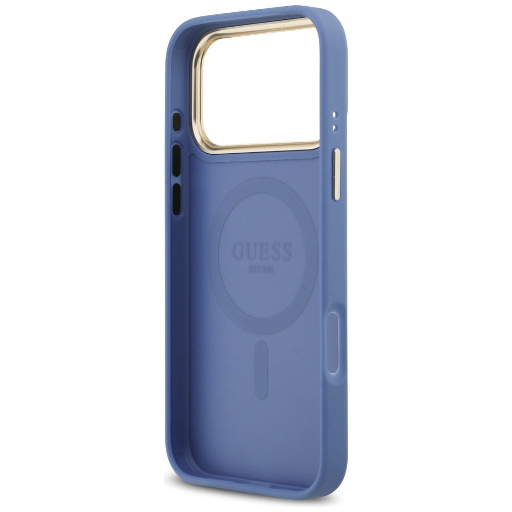 Husa MagSafe pentru Apple iPhone 17 Pro, Guess, 4G Classic, Albastra