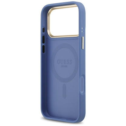 Husa MagSafe pentru Apple iPhone 17 Pro, Guess, 4G Classic, Albastra