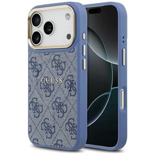 Husa MagSafe pentru Apple iPhone 17 Pro, Guess, 4G Classic, Albastra