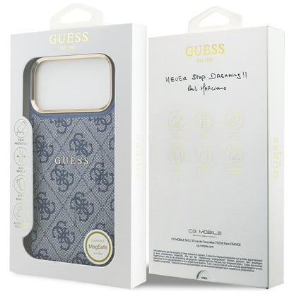 Husa MagSafe pentru Apple iPhone 17 Pro, Guess, 4G Classic, Albastra