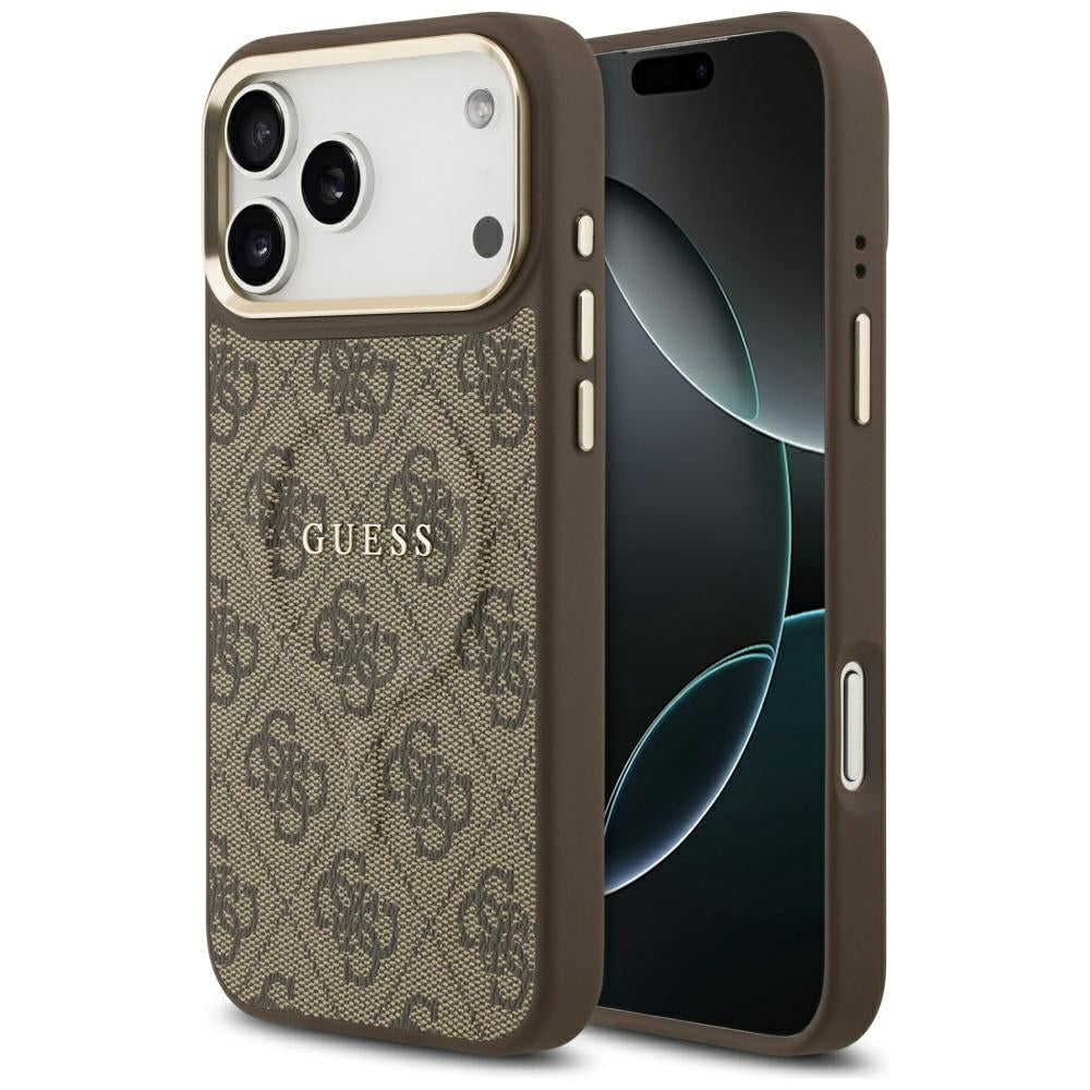 Husa MagSafe pentru Apple iPhone 17 Pro, Guess, 4G Classic, Maro