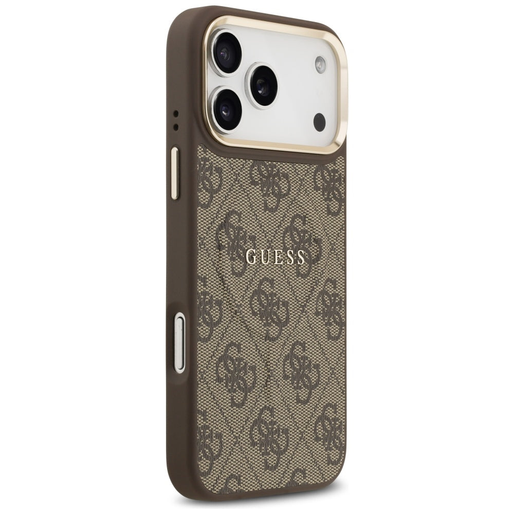 Husa MagSafe pentru Apple iPhone 17 Pro, Guess, 4G Classic, Maro