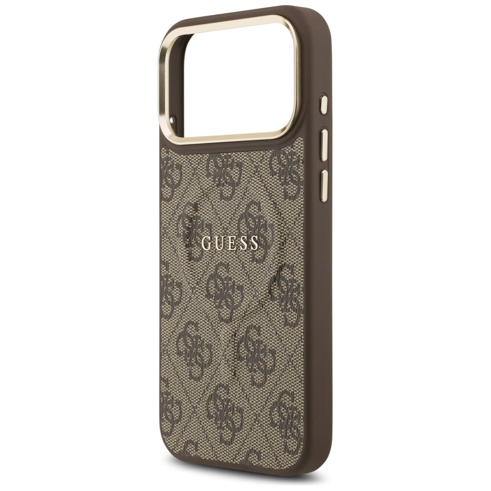 Husa MagSafe pentru Apple iPhone 17 Pro, Guess, 4G Classic, Maro
