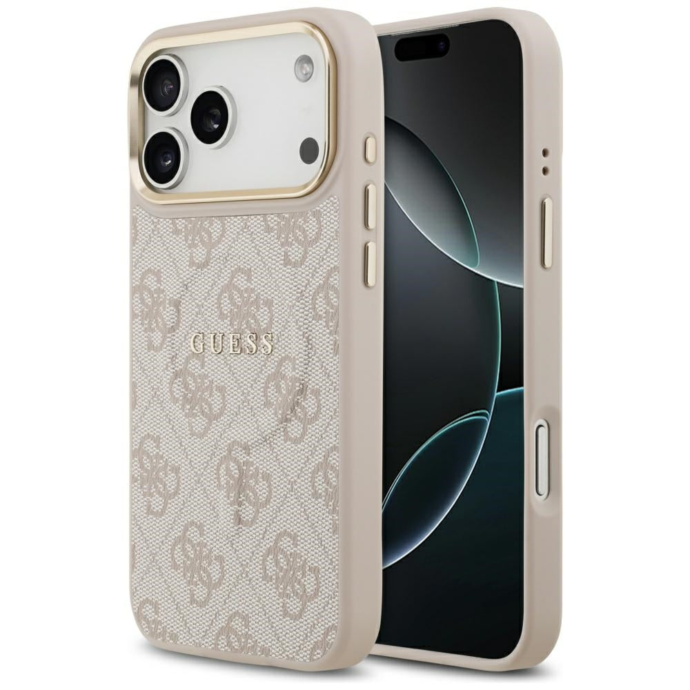 Husa MagSafe pentru Apple iPhone 17 Pro, Guess, 4G Classic, Roz
