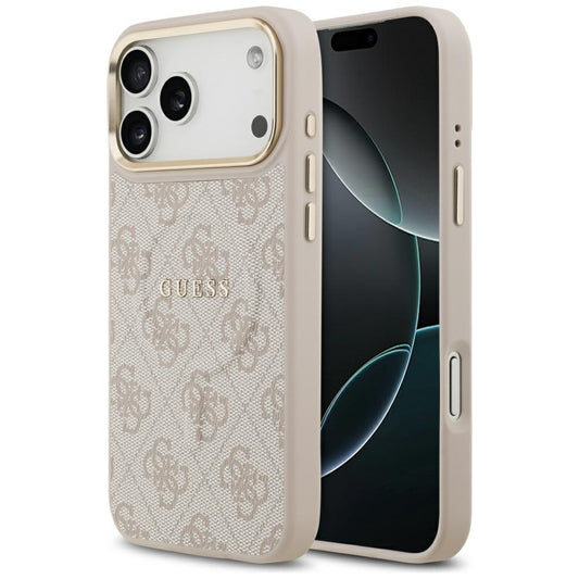 Husa MagSafe pentru Apple iPhone 17 Pro, Guess, 4G Classic, Roz